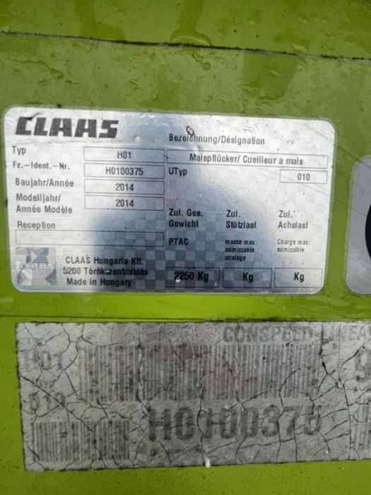 Echipament porumb Claas, Cositoare Claas