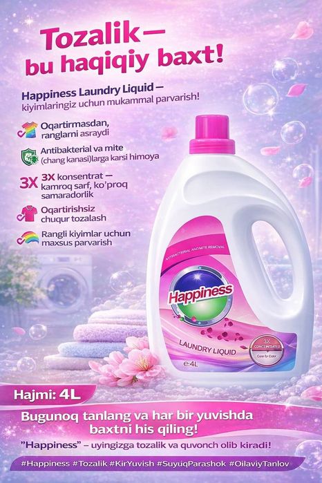 Happiness suyuq kir yuvish vositasi