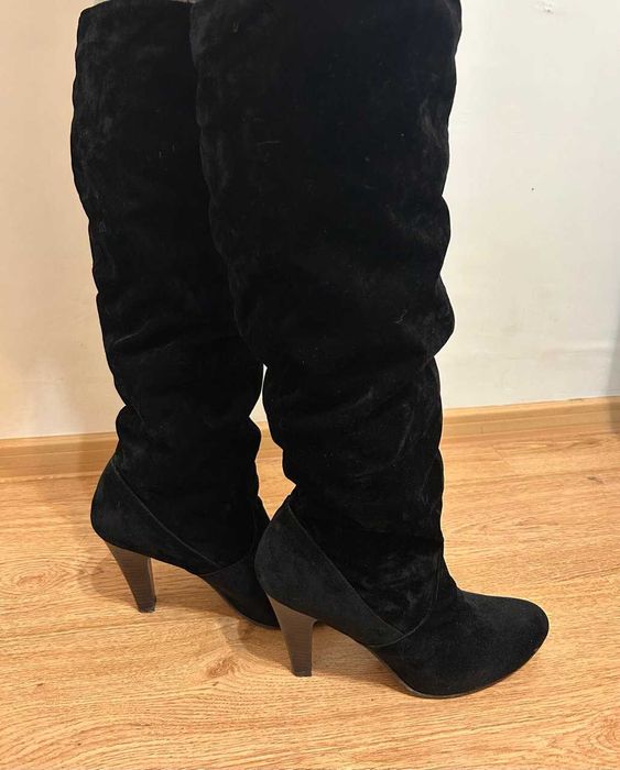 Сапоги высокие демисезонные | Cапоги на каблуке 10см | размер 39-40