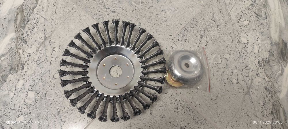 Perie sarma, tip cupa, cu toroane, pentru motocoasa/trimmer, otel