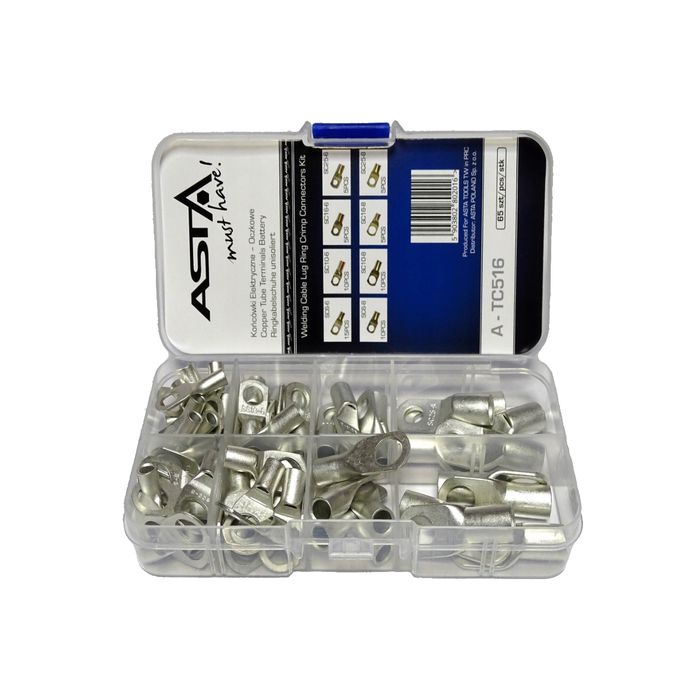 Set papuci electrici neizolati cu gaura, din cupru, 65 piese, Asta