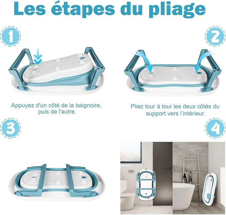 Сгъваема детска вана с дигитален термометър и анатомична подложка