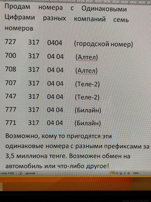 Продам номера телефонов