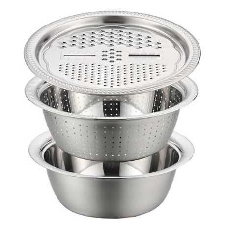 Неръждаема купа с ренде и гевгир 3в1