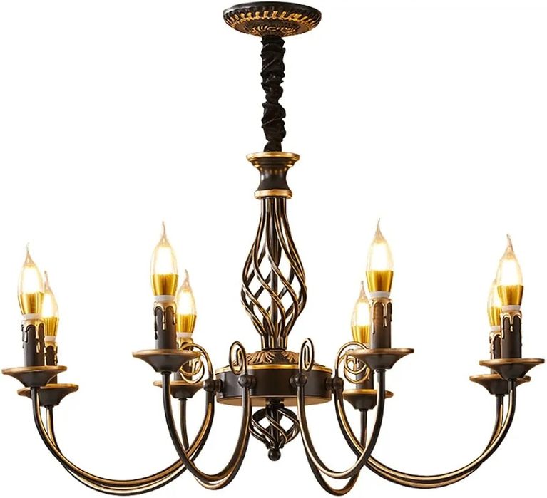 Полилей тип свещник 6 глави бял/бронзов винтидж