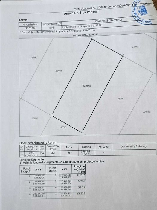 Teren Via Carmina - front stradal 15,23m