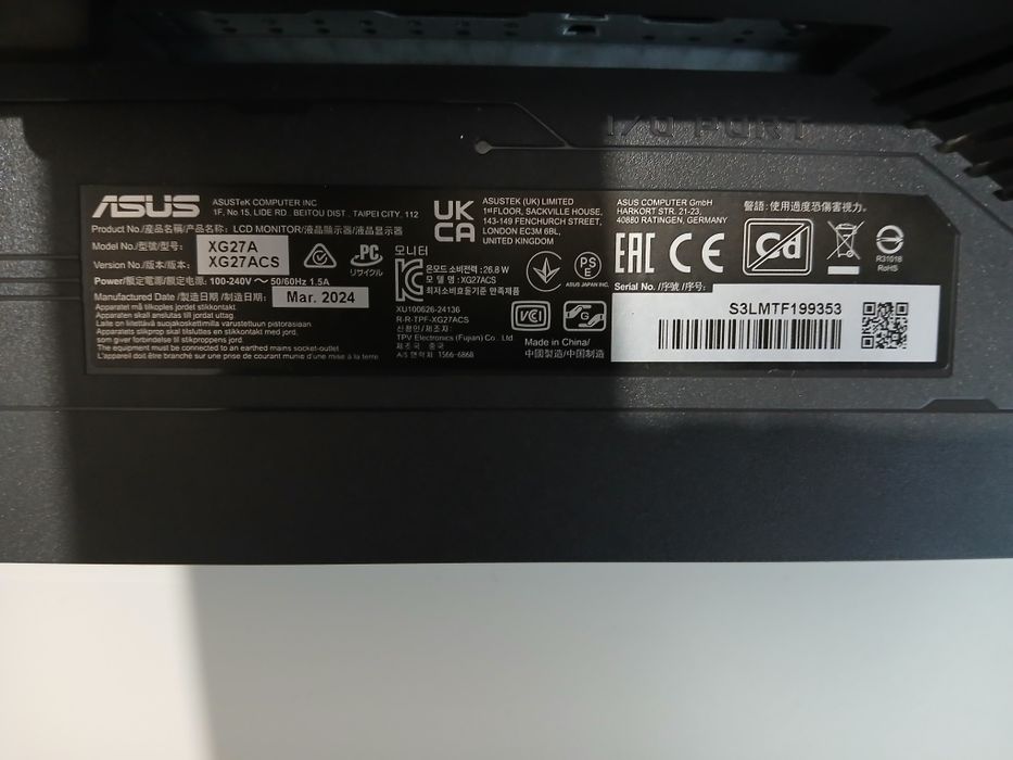 Monitor Gaming Asus XG27ACS, defect
