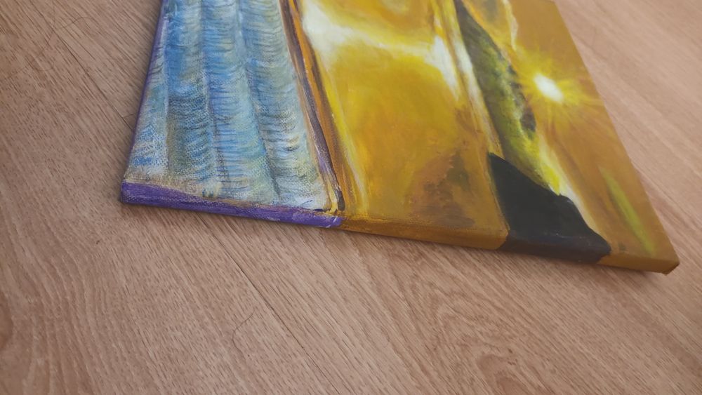 Картина "Залез" в нюанси на жълтия цвят