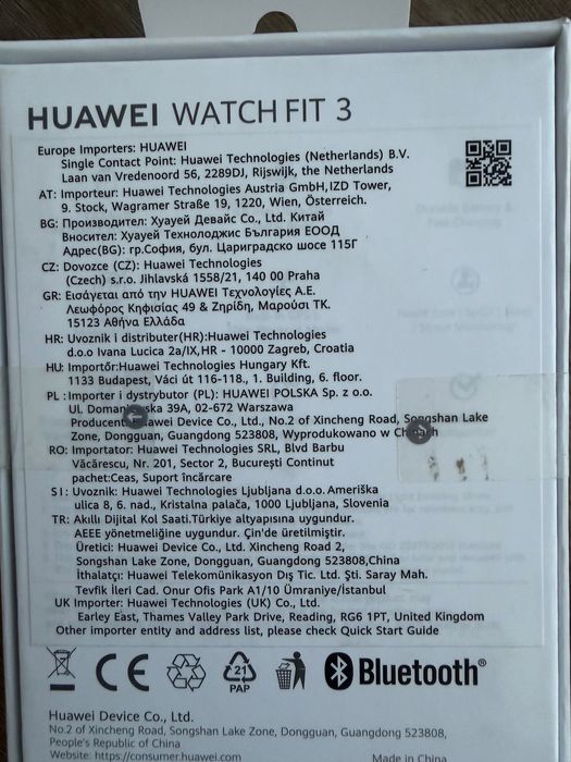 Smartwatch Huawei Watch FIT 3, Black Body with Black Fluoroelastomer Strap