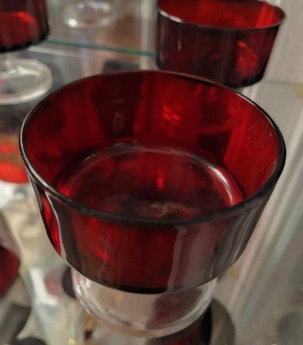 6 чаши френски за шампанско червено стъкло