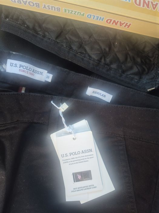 Pantaloni chino US POLO negri w38 ,L 33 cu elastic.NOI