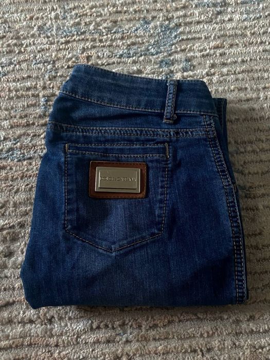 Dolce & Gabbana metal patch straight low rise jeans