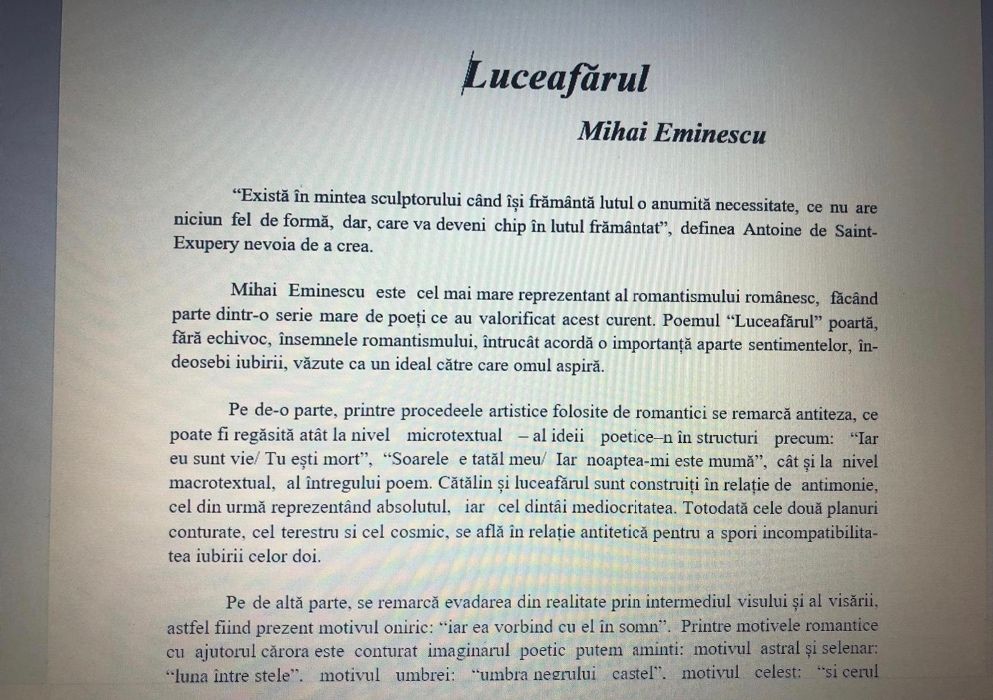 Dosar eseuri bac pentru nota 10