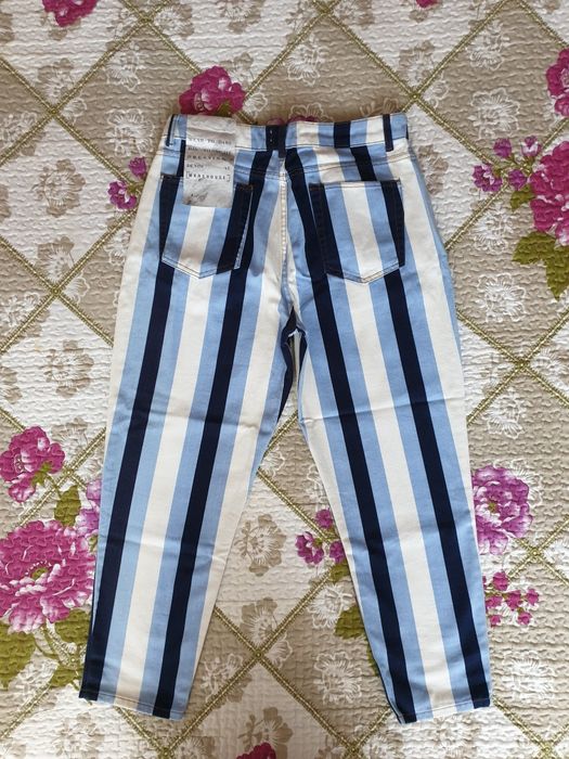 Blugi pantaloni talie inalta dungi bumbac