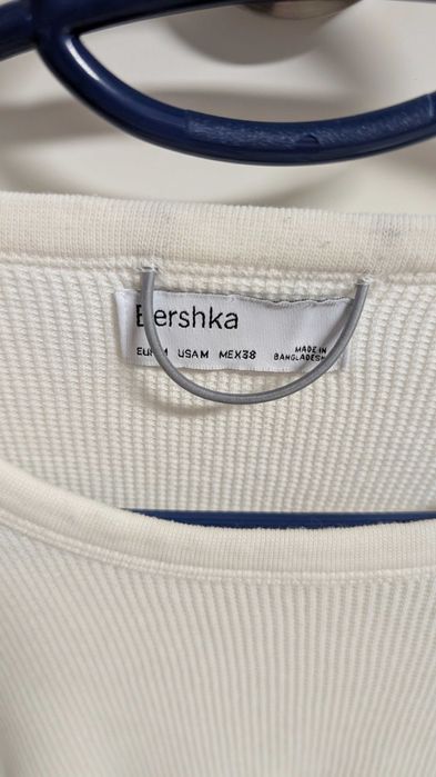 Bershka Tricou Alb Texturat Waffle