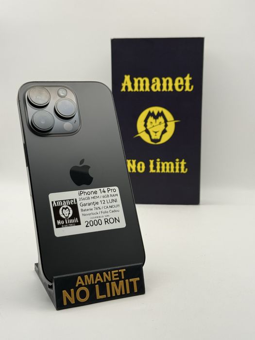 iPhone 14 Pro 256GB  Baterie 76% Garantie 12 Luni , AMANET NO LIMIT.