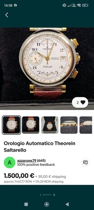 Ceas Bărbătesc Chronograph Automatic Theorein Saltarello Gold/Steel