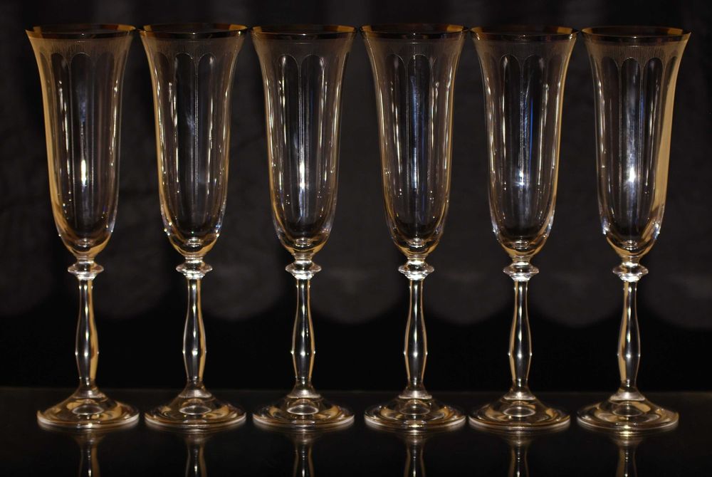 Богемское стекло. Бокалы для шампанского «Анжела»
