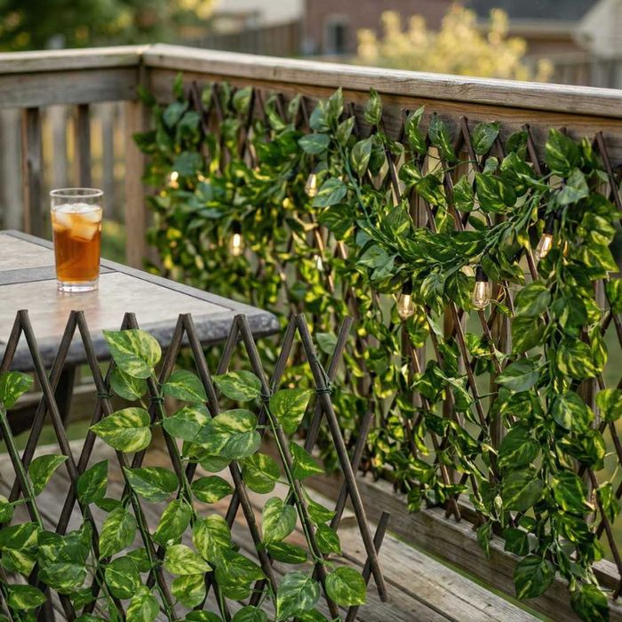 Комплект 5 бр. изкуствен бръшлян обща дължина 11.5 м – реалистична висяща декорация за стена, балкон и градина