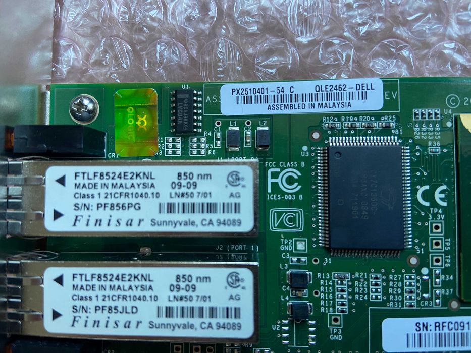 QLogic QLE2462 2-Port 4Gb FC HBA Adapter с вградени SFP трансийвъри