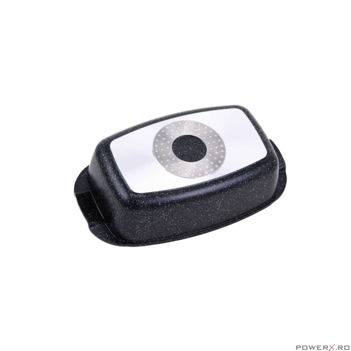 Vas pentru cuptor termorezistent, strat antiaderent marmura, cu capac,