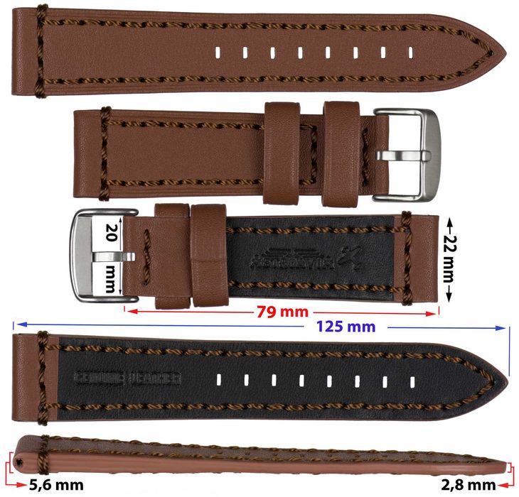 Bratara Ceas piele 22mm Curea maro stil FOSSIL cu aspect vintage