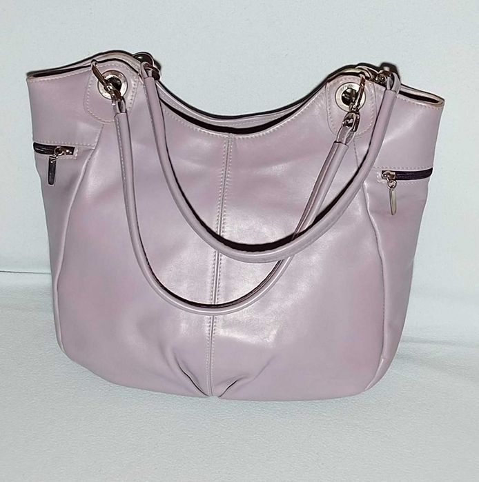 Geanta piele naturala lila