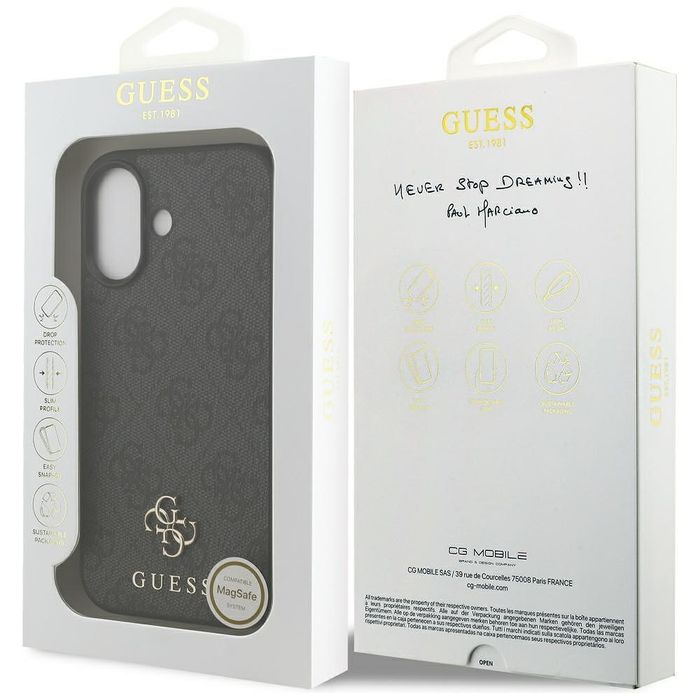 Guess 4g small classic logo magsafe case for iphone 17 black