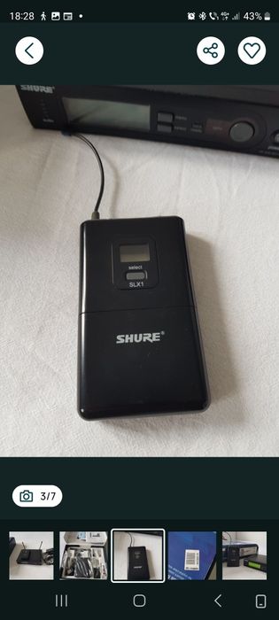 Shure SLX4 reciver instrument SLX1 Microfon wiriles Shure SM58