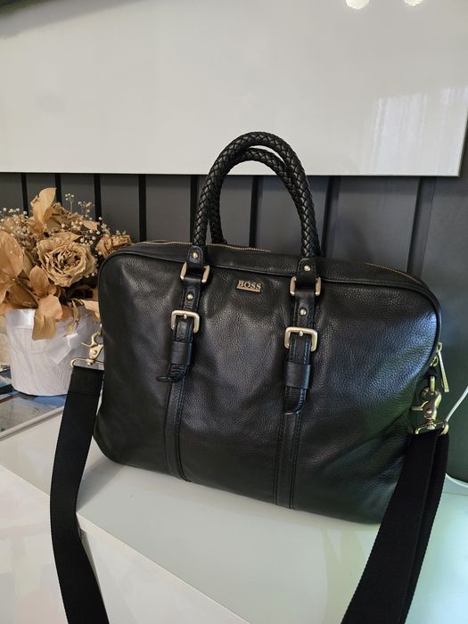 Geanta din piele de vițel Hugo Boss