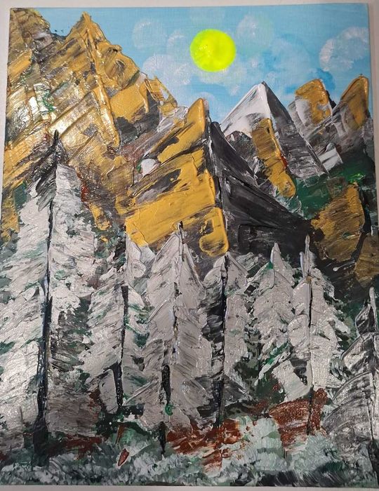 Tablouri canvas lucrate manual in acrilic si relief