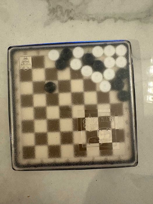 Joc de buzunar sovietic KNEB table checkers backgammon cu zaruri mici