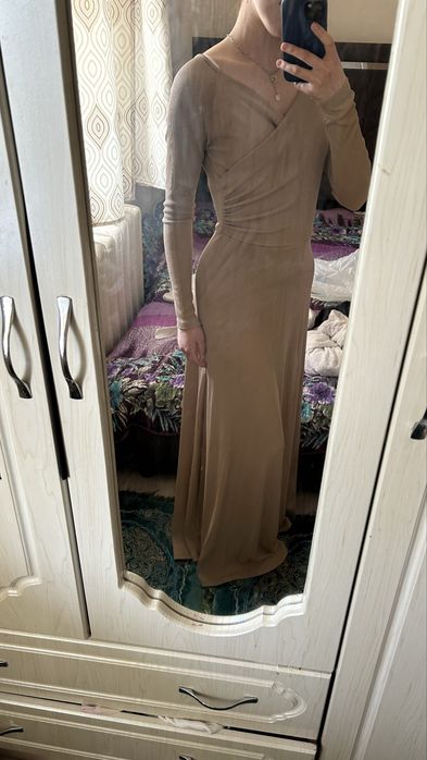 Платье , бежевый , длинный