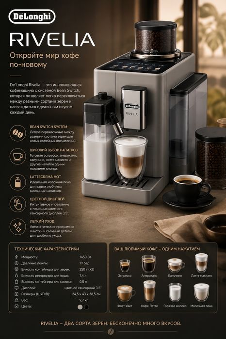 Кофемашина DeLonghi Magnifica / Dinamica / Eletta/ PrimaDonna/Maestosa