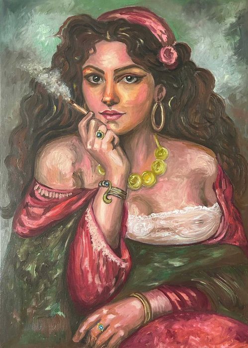 Tablou ulei/panza "Tiganca"