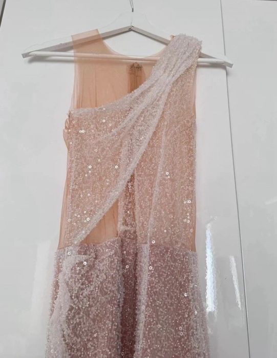 Rochie lunga de ocazie, din margelute, croita pe comanda