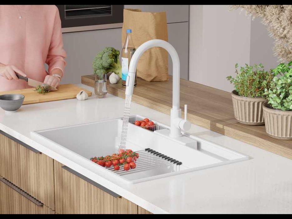 Бяла кухненска гранитна мивка Ню Йорк 80 Multispace 780 x 530 мм
-22%