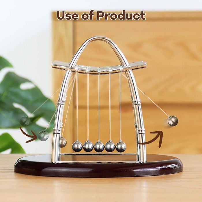 Pendulul lui Newton 5 bile, cadou original pentru birou, 23 x 14 cm