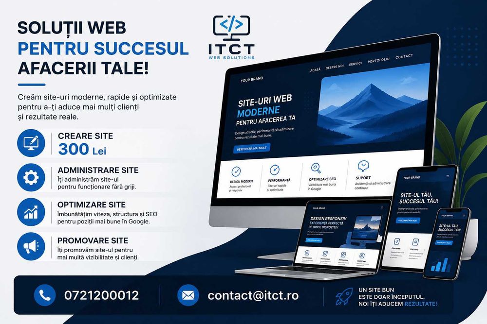 Creare site 300 Lei - Administrare site - Optimizare site - Promovare site