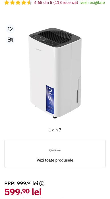 Dezumidificator și purificator aer Turbionaire