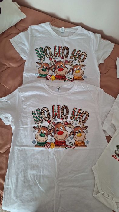 Комплект тениски за цялото семейство с коледни мотиви