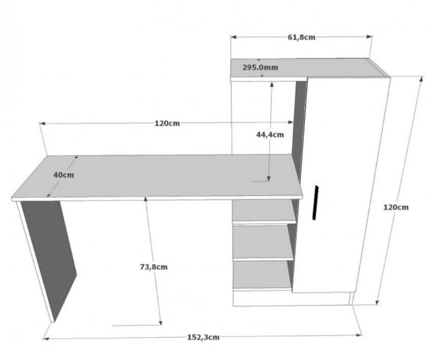 Birou de studiu Pin Atlantic/Negru