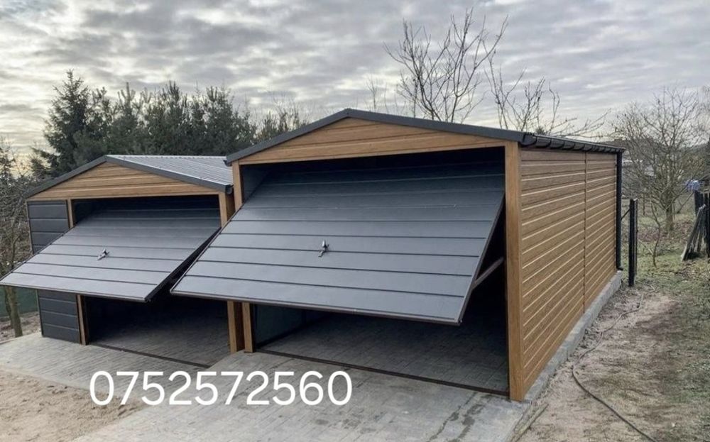 Garaje auto metalice învelite cu panou senwis