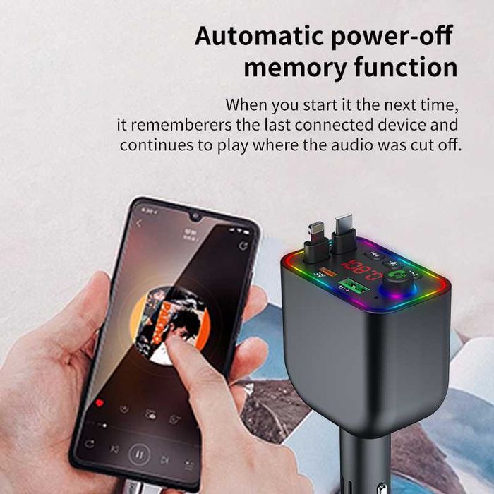 Încărcător Auto 120W | Modulator FM Bluetooth Drive Max Wyred by Monga
