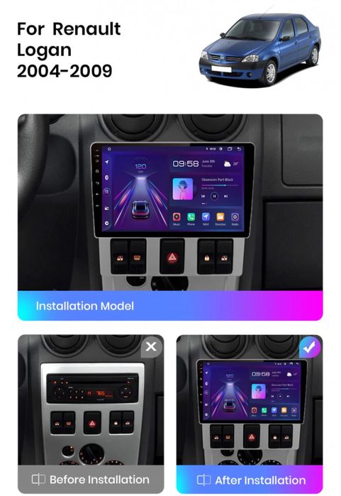 Navigatie Android 14 Dacia Logan 1 ,Carplay Wireless ,Camera Marsarier