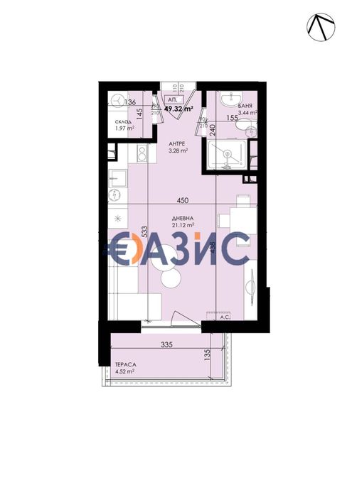 Продава се Едностаен апартамент в Созопол - 59 кв.м за 553 €/кв.м - Снимка #1