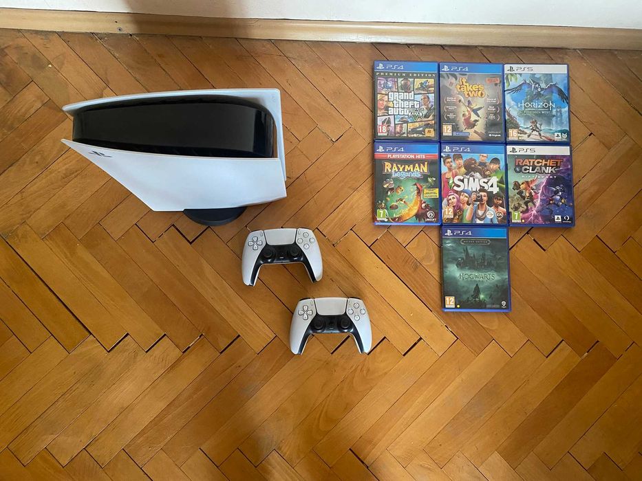 PlayStation 5 Disc Edition 1TB+ 2 Dual Sence controlers + 8 игри