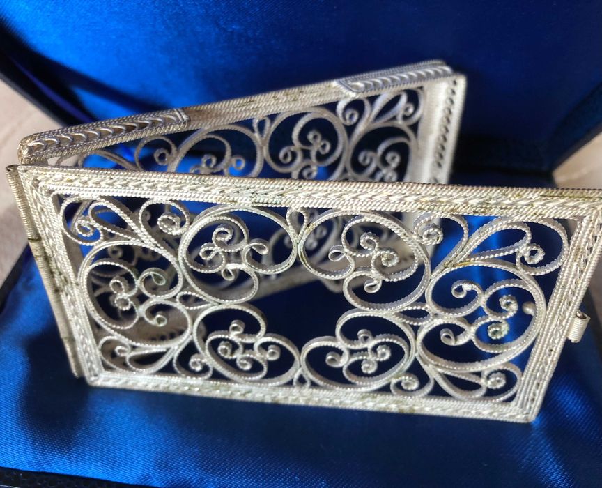 Визитник, руски сребърен филигран, ръчна изработка, сертификат, нов