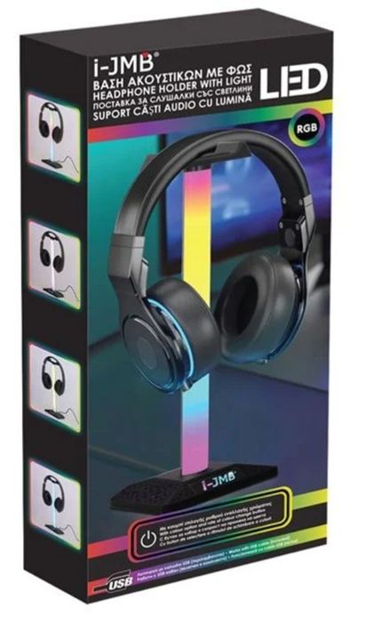 Промоция -50% отстъпка ! Геймърска RGB стойка за слушалки I-JMB LED