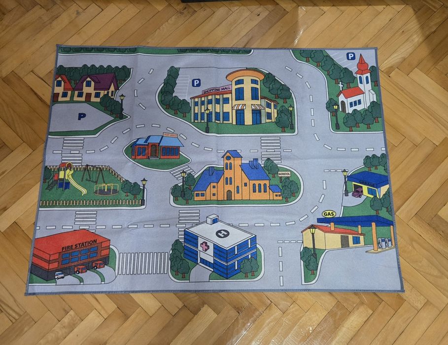 Covoras de joaca pentru masinute Speed Track, 90x120 cm - impecabil